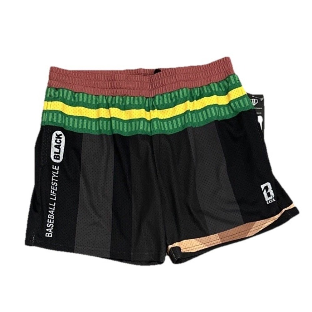 Baseball Lifestyle 101 Adult Pencil 5" Shorts, Black, Medium, New